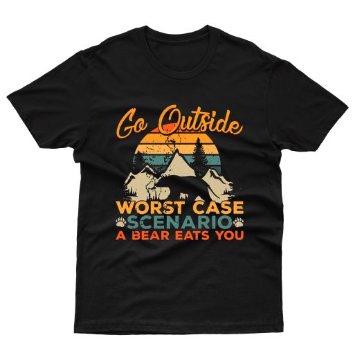 Go Outside Worst Case Scenario Bear Eats You T shirt