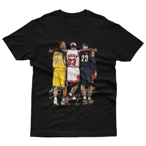 Kobe Bryant Michael Jordan Lebron James Autograph Signature T-shirt