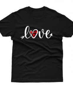 Valentines Day Women Love Plaid Heart Cute T shirt