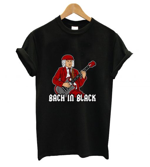 Bach in black t-shirt