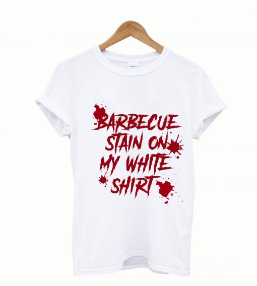 Barbecue Stain On My White T-shirt V-neck – BBQ Food Barbecue Stain Lyrics Song Quotes Meme Shirt