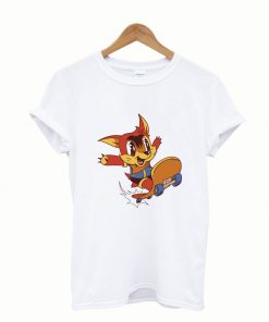 Cute Cartoon Skater Fox Graphic Design T-Shirt