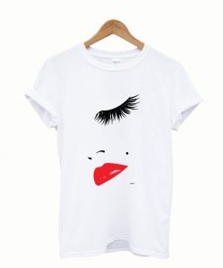 Eye Lashes In Vogue t-shirt Lips Print Shirt Tops Tees T-Shirt