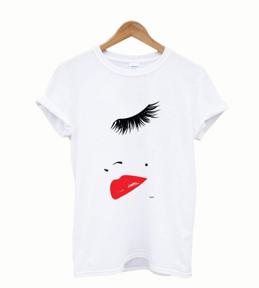 Eye Lashes In Vogue t-shirt Lips Print Shirt Tops Tees T-Shirt