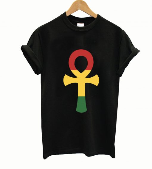 Jamaican Flag Rasta Ankh Rastafarian Egyptian Cross T-Shirt