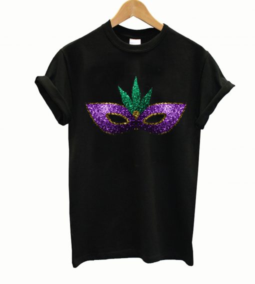 Mardi Gras Mask Purple Green Gold Sparkles T-Shirt