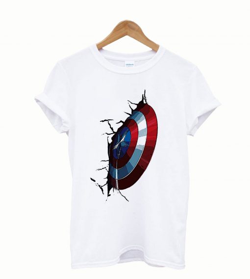 Quote Marshals Marvel Captain America Shield White T-Shirt