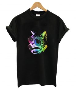 Rainbow Music Cat Slim Fit T-ShirtRainbow Music Cat Slim Fit T-Shirt