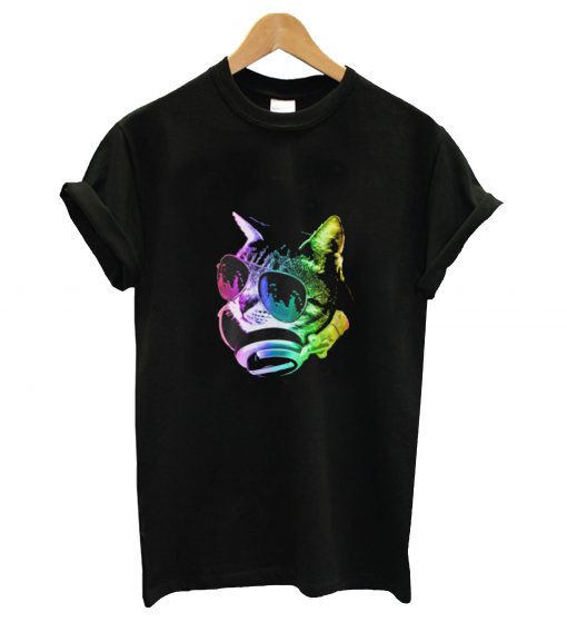 Rainbow Music Cat Slim Fit T-ShirtRainbow Music Cat Slim Fit T-Shirt
