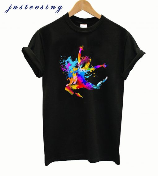 Hip hop dancer jumping t-shirt