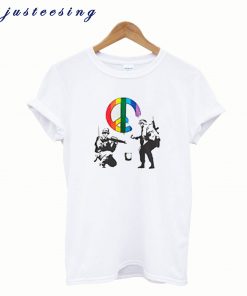 Banksy LGBT Peace White T Shirt LGBTQ Tee Love Street Gay Pride Equality Tshirt