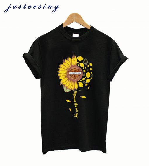 Moto Harley Davidson Cycles Sunflower You Are My Sunshine T-Shirt