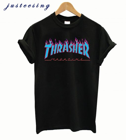 Thrasher red flame blue font T-shirt