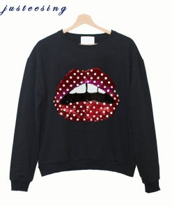 Zoe Ball Sequin Polka Dot Lips Sweatshirt
