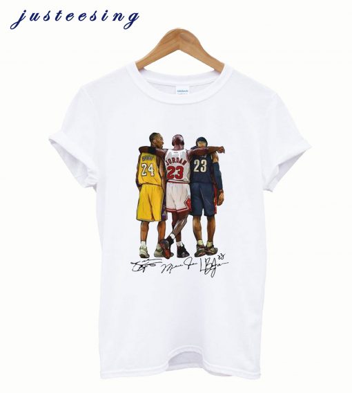 Lebron James Kobe Bryant Michael Jordan Signatures T shirt