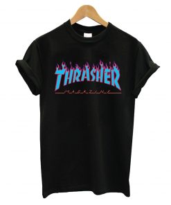 Thrasher red flame blue font T-shirt