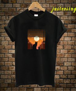 Beautiful Cat Night City T-Shirt