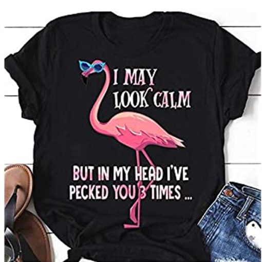 I May Look Calm Flamingo t shirt NF