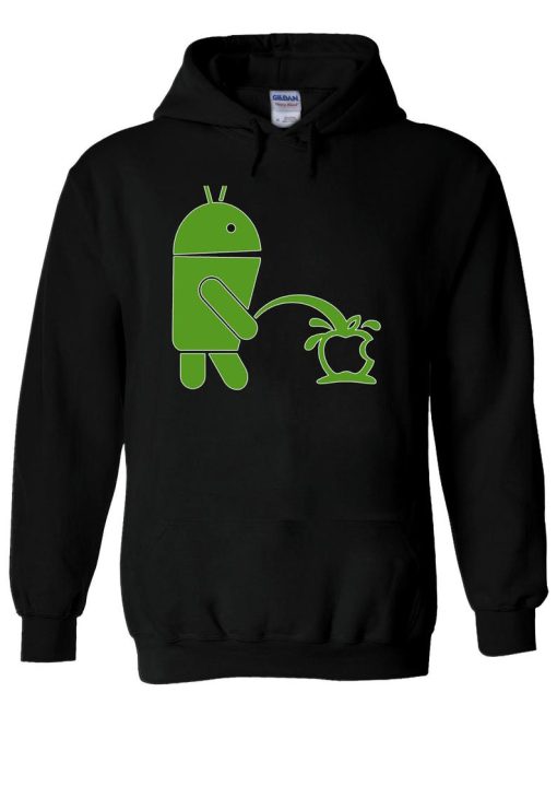 Android Robot Peeing On Apple Funny Hoodie NF