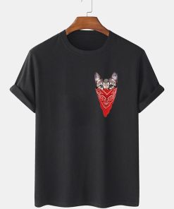 Hidden Cat Short Sleeve Basic T-shirts TPKJ1