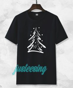 Evergreen Scribble Snow Tree Boyfriend Tee T-shirt