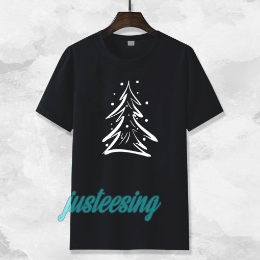 Evergreen Scribble Snow Tree Boyfriend Tee T-shirt