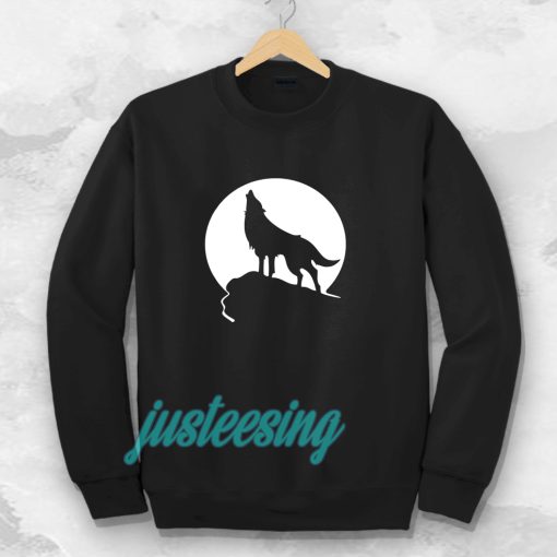 Howling wolf silhouette and full moon Sweatshirt