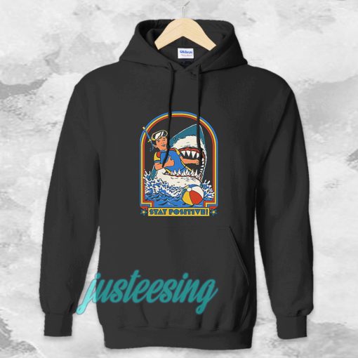 Funny Stay Positive Shark Attack Retro Comedy hoodie TPKJ3