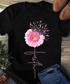 Breast cancer awareness flowers T shirt TPKJ3