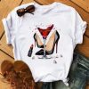 White Casual Print Patchwork O Neck T-Shirts TPKJ3