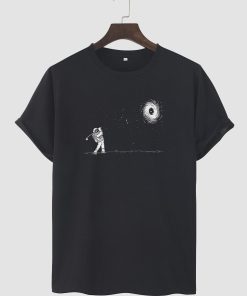 Mens Galaxy Astronaut Print Crew Neck Short Sleeve T-Shirt TPKJ3